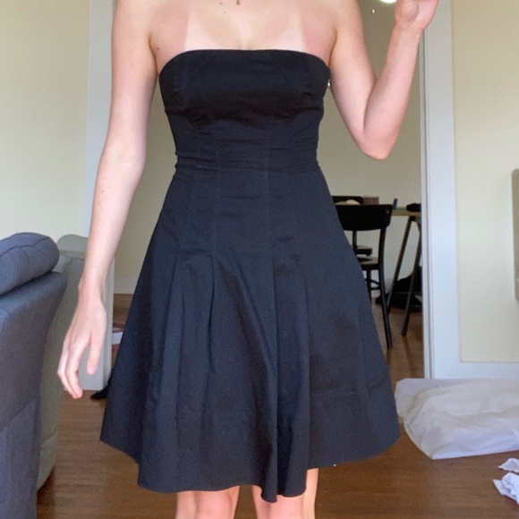 y2k black vintage strapless elegant bustier mini dress - Picture 2 of 5